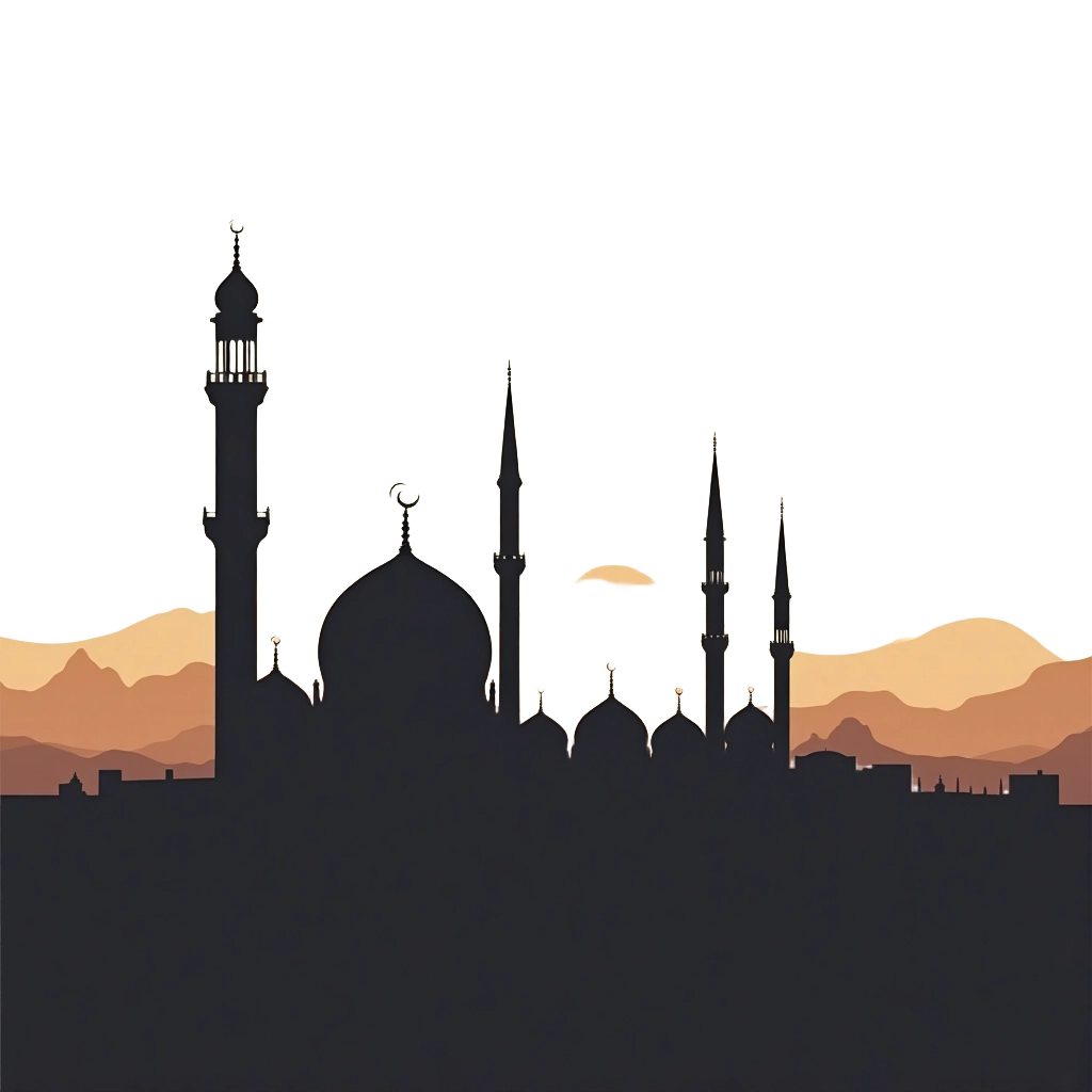 Silhouette of a Mosque at Dusk